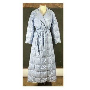 Vintage Eddie Bauer Goose Down Robe Blue Quilted Duvet Housecoat 70s 80s